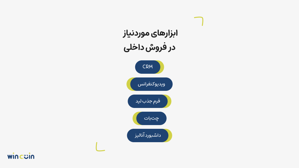 ابزارهای مورد نیاز در فروش داخلی